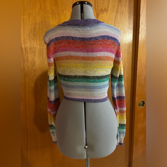 Lovers and Friends rainbow glitter crop sweater sz s - Picture 7 of 9